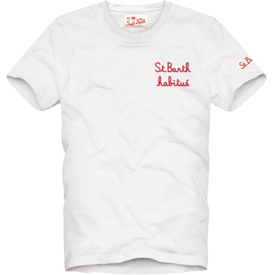 Mc2 Saint Barth Kids' Boy T-shirt With St. Tropez Habitué Embroidery In White