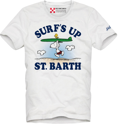 Mc2 Saint Barth Kids' Boy T-shirt With Snoopy Surfer Print Snoopy - Peanuts Special Edition In White