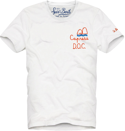 Mc2 Saint Barth Kids' Boy T-shirt With Caprese D.o.c. Embroidery In White
