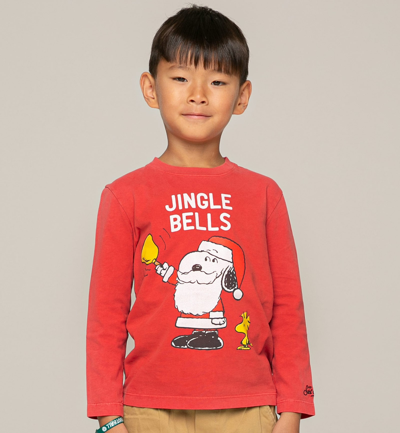 Mc2 Saint Barth Kids' Boy T-shirt Snoopy Print Jingle Bells Peanuts© Special Edition In Red