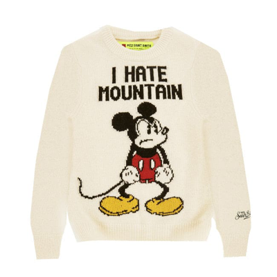 Mc2 Saint Barth Kids' Boy Sweater With Mickey Mouse Jacquard Print ©disney Special Edition In Neutrals