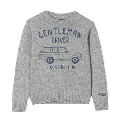 Mc2 Saint Barth Kids' Boy Sweater Gentlemen Driver - Cortina 1986 In Grey