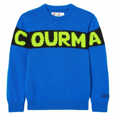 Mc2 Saint Barth Kids' Boy Crewneck Sweater With Courma Lettering