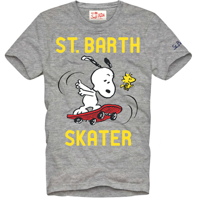 Mc2 Saint Barth Kids' Boy Cotton T-shirt With Snoopy Print Snoopy - Peanuts Special Edition In Grey