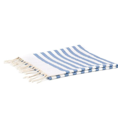 Mc2 Saint Barth Bluette And Gold Striped Light Cotton Towel