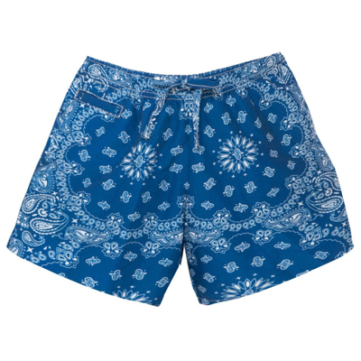 Mc2 Saint Barth Blue And White Paisley Man Swim Shorts