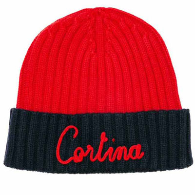 Mc2 Saint Barth Blended Cashmere Hat With Cortina Embroidery In Red