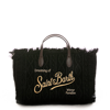 Mc2 Saint Barth Black Wool Handbag With Fringes In Black