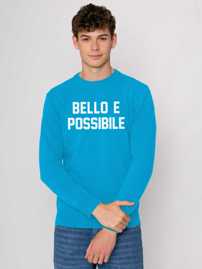 Mc2 Saint Barth Bello E Possibile Print Man Sweater In Blue