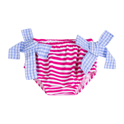 Mc2 Saint Barth Baby Girl Terry Swim Briefs With Stripes In Blue