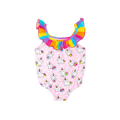 Mc2 Saint Barth Baby Girl One Piece Swimsuit With Unicorn Cat Print