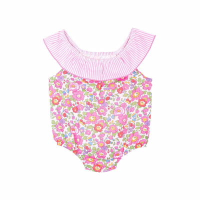 Mc2 Saint Barth Baby Girl One Piece Swimsuit With Flowers Print