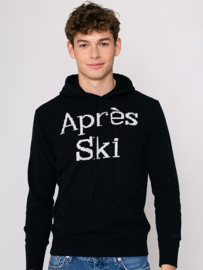 Mc2 Saint Barth Man Hoodie Sweater With Après Ski Embroidery In Blue