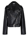 WEWOREWHAT CROPPED FAUX LEATHER MOTO JACKET