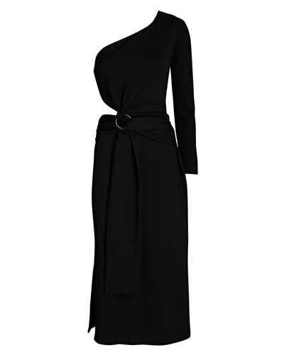 Alexis Royale One-shoulder Jersey Midi Dress In Black