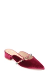 Journee Collection Jewel Embellished Pointed Toe Mule In Berry