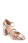 Journee Collection Women's Isadorah Double Strap Heels Women's Shoes In Plaid/ Tan