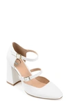 Journee Collection Womens Isadorah Mary Jane Mid Block Heel Square Toe Pumps In White