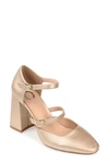 Journee Collection Womens Isadorah Mary Jane Mid Block Heel Square Toe Pumps In Gold
