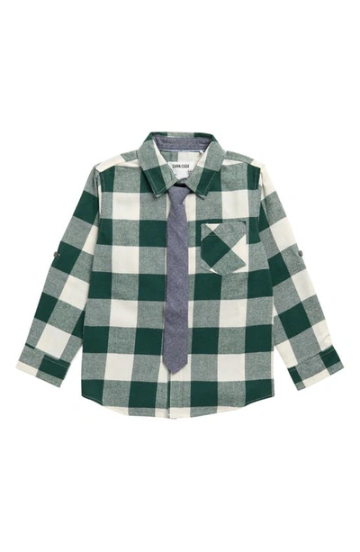Sovereign Code Kids' Check Button-up Shirt & Tie In Dk Cedar