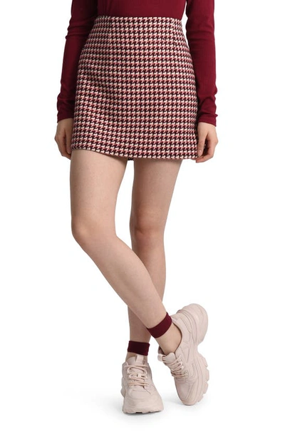 Molly Bracken Houndstooth Miniskirt In Dark Red