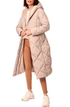 Bernardo Quilted Tie Waist Recycled Polyester Puffer Jacket In Soft Taupe