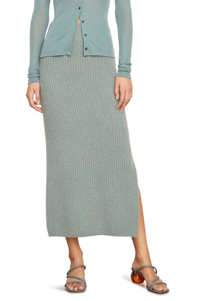 Vince Ribbed Wool And Yak-blend Midi Skirt In Green