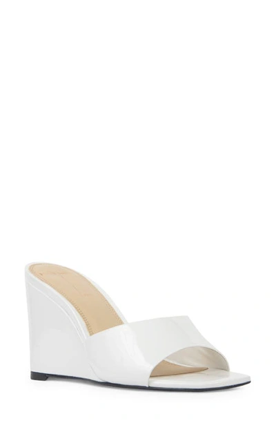 Black Suede Studio Paola Mules In White Patent