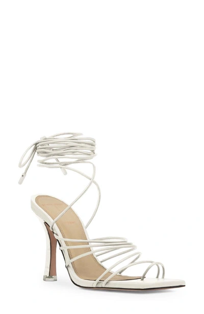 Black Suede Studio Luisa Strappy Ankle-wrap Sandals In Cream Nappa Leath