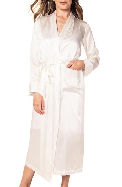 Petite Plume Mulberry Silk Dressing Gown In White