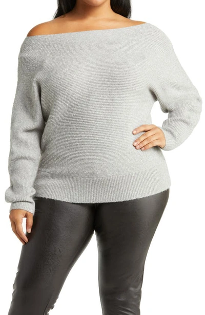 Treasure Bond Off The Shoulder Sweater In Grey Heather