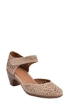 Easy Spirit Cindie Womens Leather Ankle Strap Mary Jane Heels In Taupe Nubuck