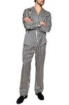 Petite Plume Bengal Stripe Silk Pajamas In Black White