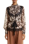 TED BAKER ALNESS FLORAL TIE WAIST CHIFFON BLOUSE