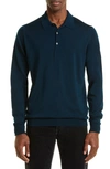 JOHN SMEDLEY COTSWOLD WOOL POLO SWEATER