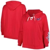PROFILE RED WASHINGTON CAPITALS PLUS SIZE LACE-UP PULLOVER HOODIE