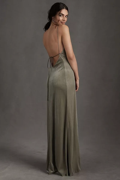 green satin bandeau dress Sabrina Dress – VANTEN main image 1