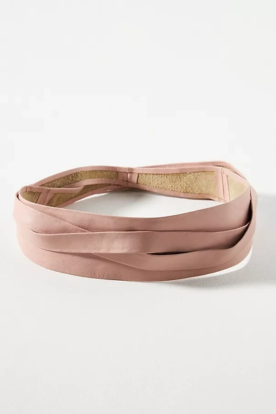 Ada Classic Leather Wrap Belt In Beige