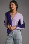 Pilcro Ribbed Henley Top In Purple