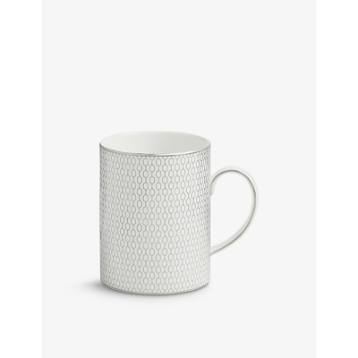 Wedgwood Gio Platinum Metallic Geometric-pattern Bone China Mug 10cm