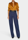 Frame The Standard Silk Button-front Shirt In Ochre
