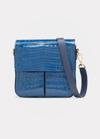 Maria Oliver Olivia Crocodile Crossbody Bag In Blue 6 Shiny