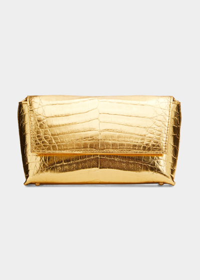 Maria Oliver Malala Metallic Crocodile Crossbody Bag In Gold