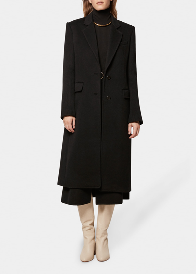 Another Tomorrow Cashmere Blend Tailored Peacoat In Black