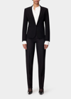 Another Tomorrow Doppio Wool Cropped Blazer Jacket In Black