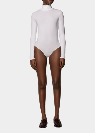 Another Tomorrow Turtleneck Bodysuit In White