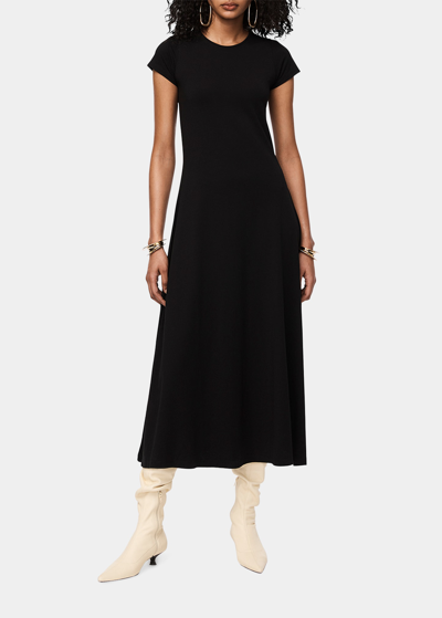 Another Tomorrow Short-sleeve Jersey Midi-dress In Black