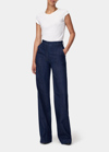 Another Tomorrow Chambray Relaxed Wide Leg Pants Dark Blue In Dark Wash