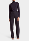 Another Tomorrow Slight Flare Trouser Pants In Navy