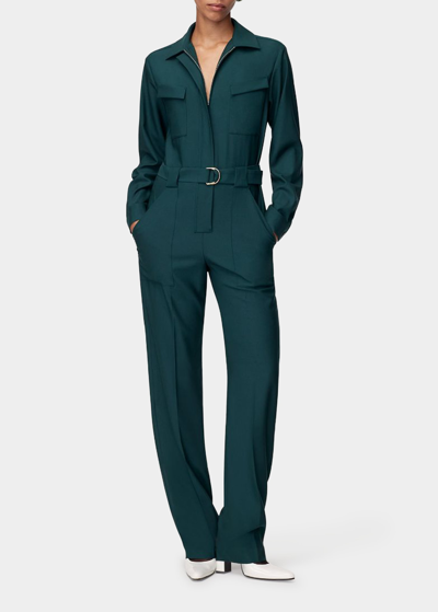 Another Tomorrow Relaxed Utility Jumpsuit In Juniper